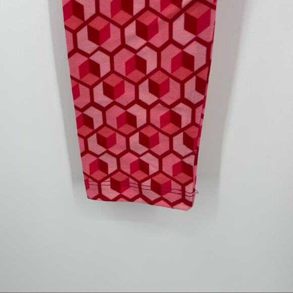 Lularoe Leggings Geometric Heart Honeycomb Red Pink One Size - Picture 5 of 9